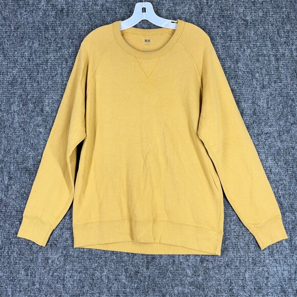 Uniqlo Sweatshirt Womens XL Yellow‎ Terry Cloth Sweater Heavyweight Casual - Picture 1 of 6